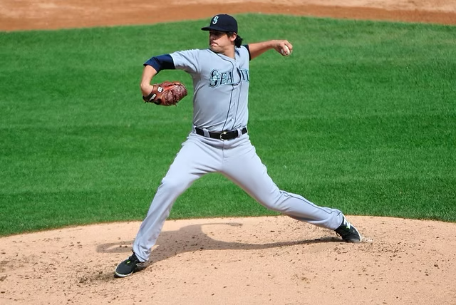 MLB pitcher mid-delivery